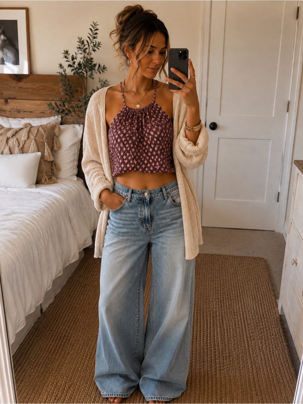 Pink Geometric Halter